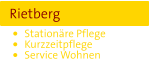 Rietberg •	Stationäre Pflege •	Kurzzeitpflege •	Service Wohnen